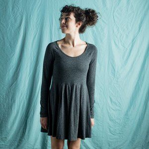 DOUBLJU | Long Sleeve Grey Babydoll Dress